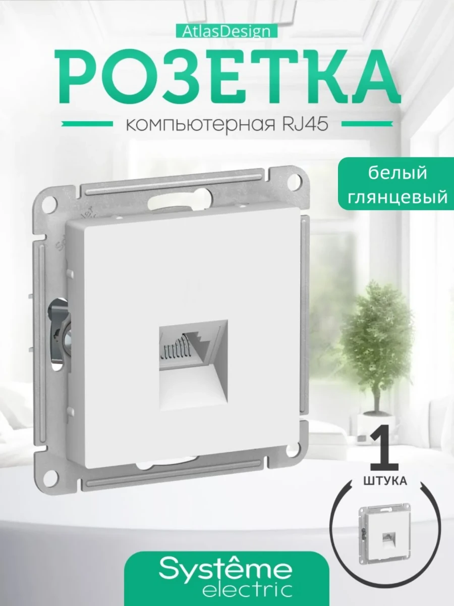 Интернет розетка компьютерная, RJ 45, Systeme (Schneider) Electric