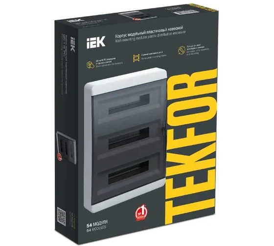 TEKFOR Корпус пласт. ЩРН-П-54 IP41 черн. прозр. дверь IEK